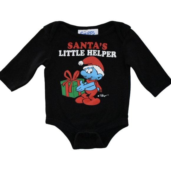 Peyo Smurfs Santa's Little Helper Bodysuit 0-3 Months - Picture 1 of 8